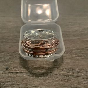 Silver, rose and a touch of gold tones spinner ring